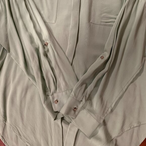 Maeve Anthropologie Sage Green Sandbridge Button Down Medium Tie Front Shirt EUC - Picture 7 of 12